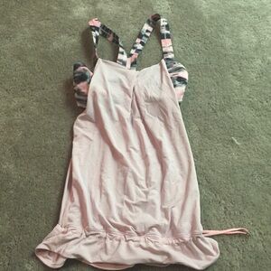 lululemon athletica Pink Striped Tank with Patterned Straps